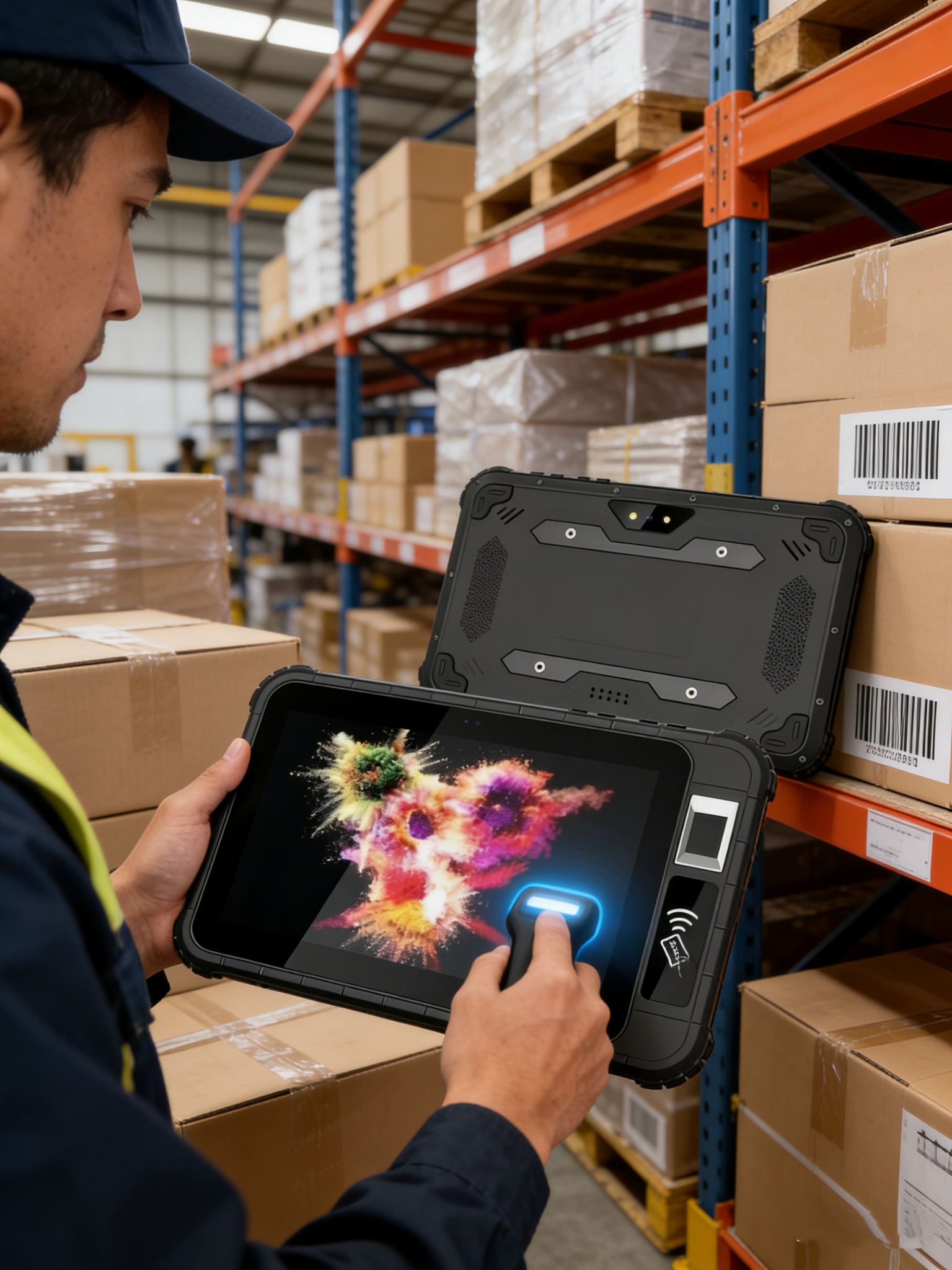8 Inch Industrial Tablet PC With RJ45 LAN Front NFC FBI Fingerprint UHF RFID 2D Barcode Scanner Waterproof Rugged Tablet PC